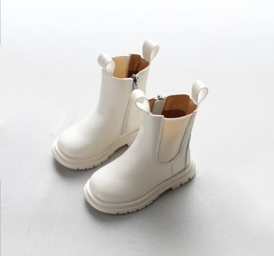 China Micro Anti-Smell PU Leather Zipper Up Chelsea Boots Round Toe Kids Martin Boots Kids Boots For Kids for sale