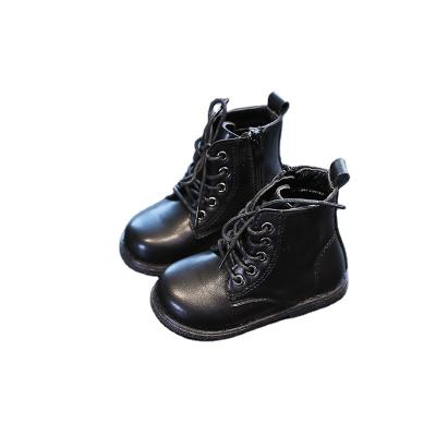 China Anti-Smell Small Children's Flat Anti-skid Ankle Boots Zipper Round Toe Kids Boots Kids Martin Boots for sale