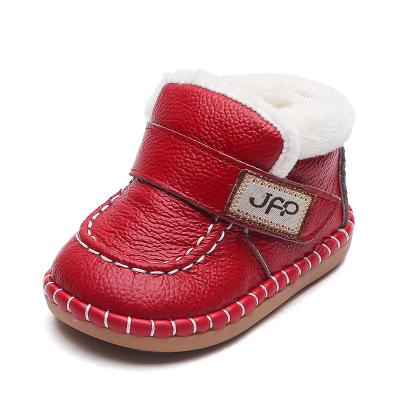 China Winter Baby Booties Anti-odor Boots Hairy Infant Baby Walking Shoes Fur Genuine Leather Thermal Shoes for sale