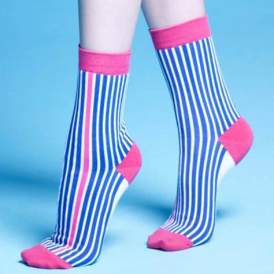 China Custom logo, design women’s Athletic Crew Stripe cottton Socks for sale