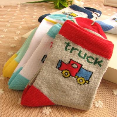 China Custom design, logo, color cute Car Patter Baby soft Cotton Socks for sale