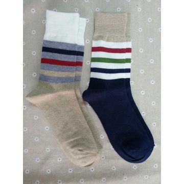 China Custom logo knitting classic colorful stripes Cotton crew socks for sale