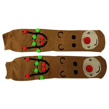 China Custom logo, design cute 100% cotton 3D socks for holiday for sale