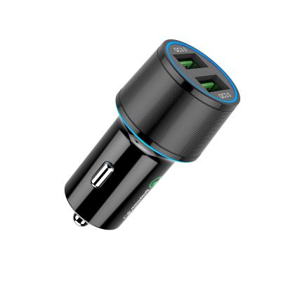 China CE ROHS kc qualcomm mobile phone dual usb car charger 36W QC3.0 dual usb car charger for iPhone, Samsung, Xiaomi phone for sale