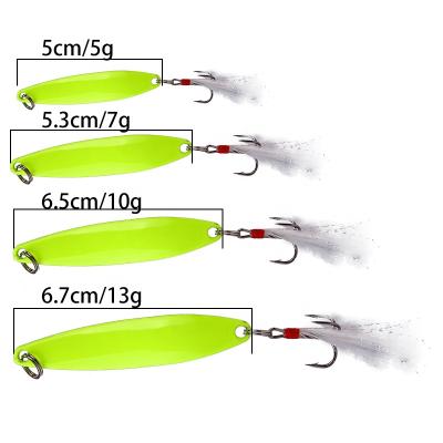 China Shining Luya Lures Flat Sequined Luminous Feather Iron Spoon Leaf Hard Willow Lures for sale