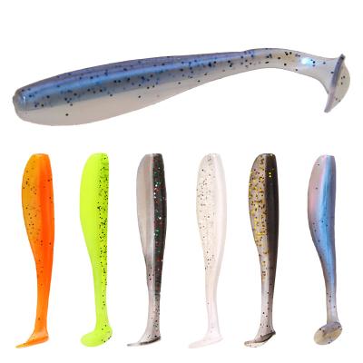 China Vivid Action 20 Pcs Luya T-tail Soft Swimming Lures 1.9g/6.5cm Two Color Silicone Sea Fishing Artificial Freshwater Lures for sale