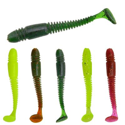 China Vivid Action Luya Swimming Soft Lures Multicolor T-tail 75mm/3.1g Insect Simulation Soft Lures for sale