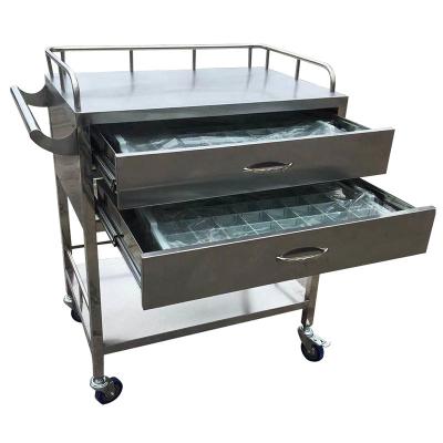 China Hospital Hospital Crash Trolley Emergency Stainless Steel Medical Trolley With Large Drawers Whole Trolley Stainless Steel for sale