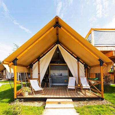 China Plywood Wooden Poles View Outdoor Waterproof Luxurious Resort Glamping Safari Hotel Tent With Bathroom Canvas Bell for sale