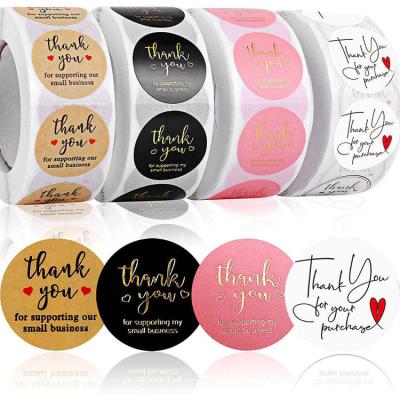 China Waterproof 1.5 Inch Thank You Label For Business Sticker Roll Wrapping Paper Vinyl Thank You Sticker Paper Labels 2