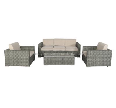 China Eco-friendly Conversation Wicker Frame 4pcs Alu Rattan Sofa Set for sale