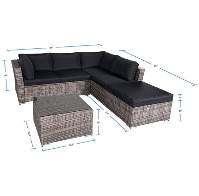 China Garden Set Patio Garden Rattan Sectional Sofa Set L Shaped Rattan Sofa Sets for sale