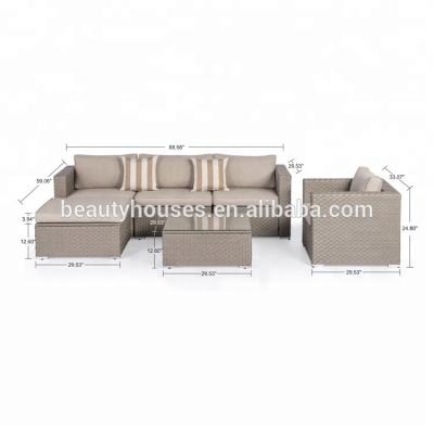 China Amazon Patio Furniture 6pcs Rattan Sofa Set Garden Outdoor Furniture Contemporary Warm Rattan Sofa Sets for sale