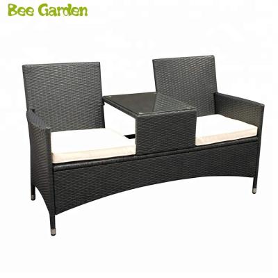 China Paito contemporary conversation set garden bench rattan wicker loveseat with center table for sale