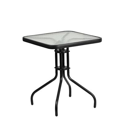 China In Stock Patio Square Metal Tempered Glass Top Running Dining Table , Coffee Table for sale