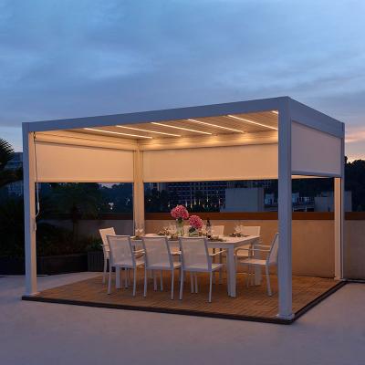 China Alluminio Toldo Waterproof Freestanding Aluminum Roof Gazebo Tube Garden Square Diy Corner Top Pergola Electric Para with Roof for sale