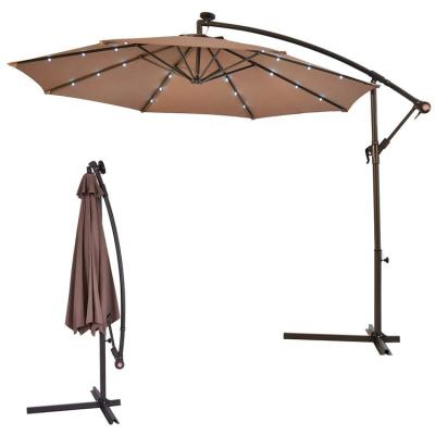 China Reclinable And Foldable When Open 1.50m Umbrella Rays And Pole Aluminum Material Solar Umbrella With Led Light for sale