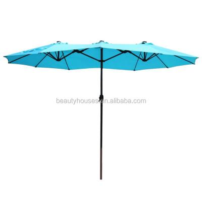 China In Stock Large Rectangular Outdoor Aluminum Twin Patio Umbrella for sale