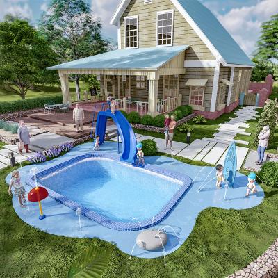 China Cenchi Family Yard Interactive Water Park 15 Square Meters Surfing Home Splash Park Pool With Swimming Slide for sale