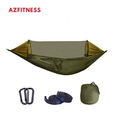 China Durable 280*140cm Comfortable Easy Hanging Portable Camping Hammock 2 Person Mosquito Net Colorful Nylon Outdoor Parachute Beds for sale