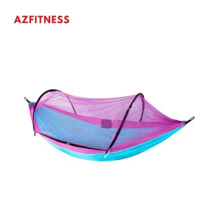 China Factory Wholesale Durable Factory Colorful Nylon Parachute Outdoor Beds Comfortable Easy Hanging Camping Hammock With Mosquito Net for sale