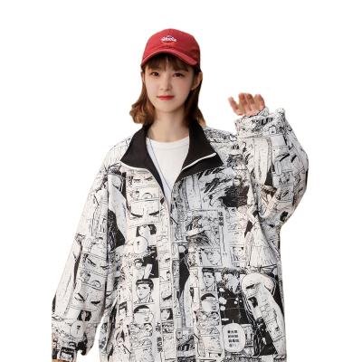 China Waterproof Stylish Women Coats Cartoon Print Two-sides Men's Winter Ditch Coat Wearing Women's Coat for sale