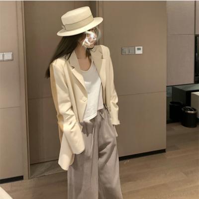 China Anti-wrinkle stock women apparel off the office khaki split formal women's coat suit whit design suits for women for sale