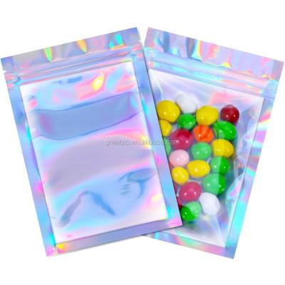 China Aluminum Foil Pouch Zip Lock Barrier Laser Clear Holographic Foil Bags Laser Clear Holographic Foil Bags Resealable Mylar Bags for sale