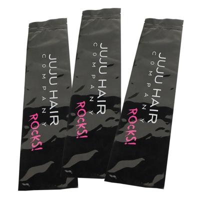 China BIODEGRADABLE Custom Long Shape Zipper Hair Lock Packaging Bag Hair Extension Logo Packaging Bags for sale