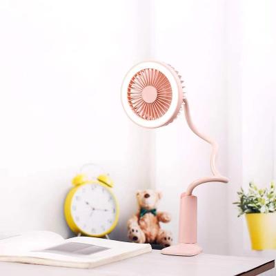 China Protable New Arrival 2022 Portable Circular Usb Small Clip Rechargeable AC DC Table Fan With Led Light for sale