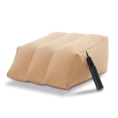 China Anti-Static PVC Flocking Inflatable Travel Wedge Leg Pillow For Relieve Puffy Foot Pain And Sciatica for sale