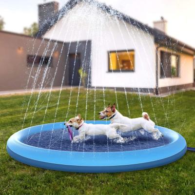 China For Pet Swimming Outdoor Water Fun 150Cm/170Cm Peteast Splash Sprinkler Pad For Dogs Kids for sale