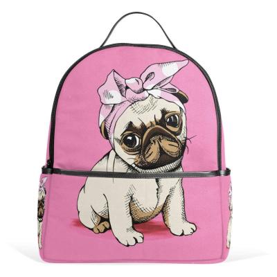 China Waterproof Pink Design Double Pattern Dog Fashion Shoulder Bag School Backpack Lightweight Bag for sale