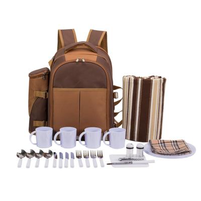 China Wholesale Professional Outdoor Party 4 Person Picnic Bag Set Waterproof Insulated Backpack For 4 People for sale