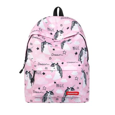 China Waterproof Promotional Pink Unicorn Printed School Bag Backpack Outdoor Sports Backpack For Kids for sale