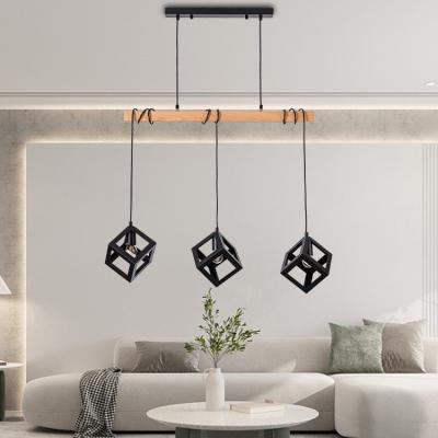 China Beautiful Customized Indoor Decoration Lighting 3 Square E27 Metal Light Suspension Multi Pendant Light for sale