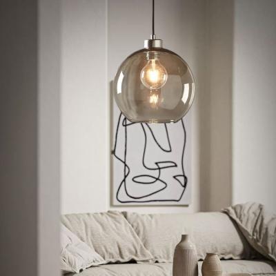 China Nordic Modern Beautiful Droplight Hotel Lighting Chandelier Lamp Smoke Gray Glass Ball Led Pendant Light for sale