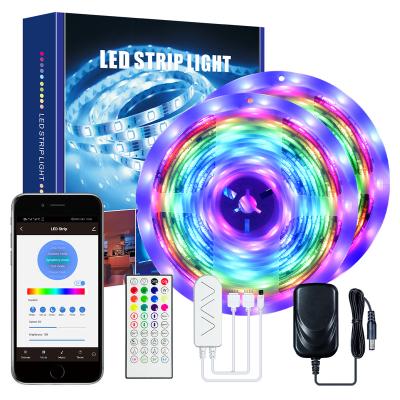 China Residential Waterproof 5050 LED IC Chip Color Changing Flexible DIY RGB LED Strip Light With 44 Key Outer For Home Light Bar Party Bed for sale