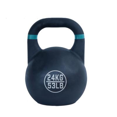 China Universal Professional Gym Fitness Sports Equipment Powder Coated Steel Competition Kettlebell Pro Style Matte Black With Color Circle for sale