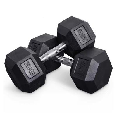 China Rubber Covered Dumbbell Manufacturers Supply Hexagonal Dumbbells Sporting Goods Daily Training Hexagonal Dumbbells for sale