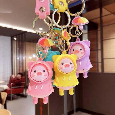 China Promotion.Advertising.Gift.Decoration Fashion Personalized Custom Made Raincoat Llavero Pvc Pig Rubber Key Chain for sale