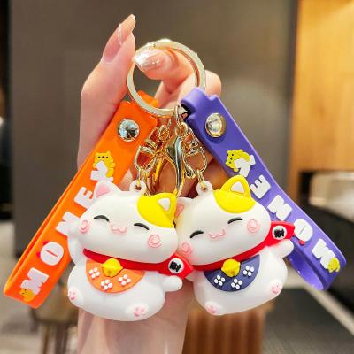 China Promotion.Advertising.Gift.Decoration Hot Sale PVC Cat Car Key Pendant Cute Custom Key Chain Cartoon Fortune for sale