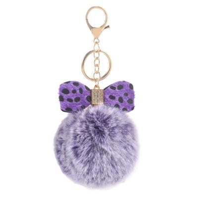 China Luxury Leopard Print Mosaic Crystal Butterfly Knot Plush Key Chains Plush Key Chain Tassel Fashion Bag Car Accessories Dangle New For Phone for sale