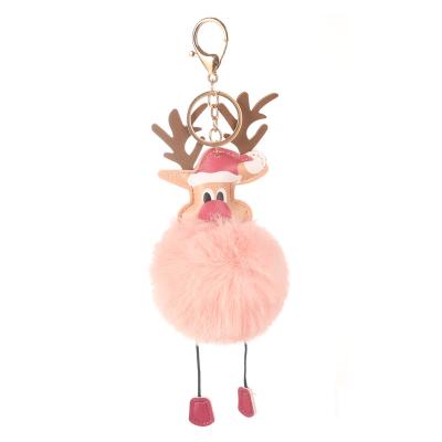 China Factory Direct Plush Pom Poms Pendant Plush Deer Christmas Cartoon Factory Bag Car Accessories Key Chain Toy For Children Key Chain Accessories for sale