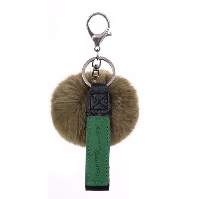 China 2022 Promotional Gift Bag Car Accessories Nylon Hairy Fluffy Fluffy Key Chains Puff Ball Keytag Pom Pom Keyring Custom Made for sale