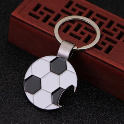 China Promotion Gift Llaveros Kawaii Enamel Cartoon Football Metal Key Chains Bestselling Multifunctional Bottle Opener for sale