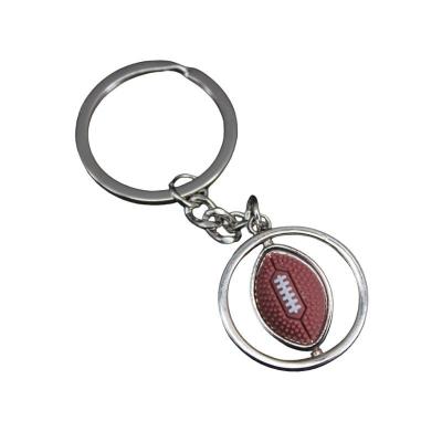 China Promotion Fashion Advertising Personalized Creative Metal Llaveros Custom Metal Rugby Rotating Key Chains for sale