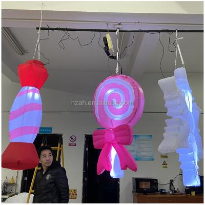 China Advertising Free Shipping Lighting Inflatable Ceiling Decorations Candy Model Balloon For Christmas Decoration for sale