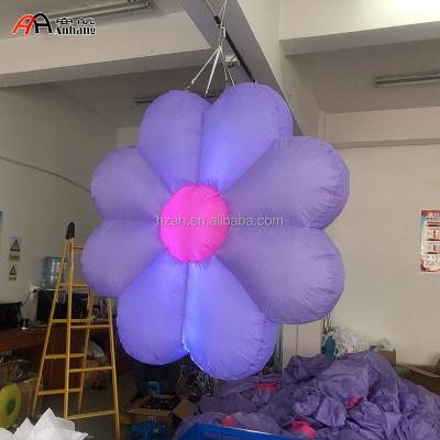 China Advertising Blue Flower Ceiling LED Inflatable Flower For Night Club Stage Decoration for sale