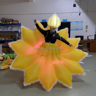 China Advertising Inflatable Fancy Dress Lighting Floats Flower Costume For Carnival Parade for sale